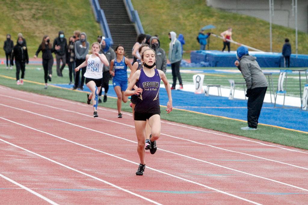 Sequims Maci Cogburn took sixth in the 200 meter dash. (Mark Krulish/Kitsap News Group)