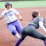 Sequim's Lily Fili slides into third base against North Kitsap on Saturday. (Mark Krulish/Kitsap News Group)