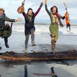 The band Three Wheels Turning  from left, Aimée Ringle, Micaela Kingslight and Samara Jade  will bring harmonies, strings and percussion to the Keg & I in Chimacum on Saturday. (photo by Terry Du Beau)