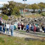 Keith Thorpe/Peninsula Daily News
People gather on Hollywood Beach in Port Angeles for Thursdays Natiional Day of Prayer -- a nationwide event where people are asked "to turn to God in prayer and meditation." The observance is held on the first Thursday of May, designated by the United States Congress. About 50 people took part in the Port Angeles event, serving both Clallam and Jefferson counties.