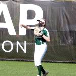Mark Krulish/Kitsap News Group
Port Angeles' Teagan Clark makes the throw in from right field after a hit at the 18th Kitsap Athletic Roundtable Softball Showcase in Silverdale. Clark was named National team MVP after striking out four in three scoreless innings on the mound as the Nationals rallied for an 11-7 win over the Americans.
