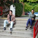 Port Townsend Students for Sustainability club leaders Lochlan Krupa and Anna Molotsky, both 16, hope to raise awareness of the harmful effects of motor vehicle idling.  Diane Urbani de la Paz/Peninsula Daily News