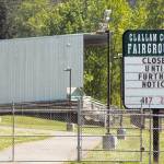 Keith Thorpe/Peninsula Daily News
A sign at the west entrance informs of the indefinite closure of the Clallam County Fairgrounds in Port Angeles. Clallam County Fair officials have cancelled the annual fair for a second year.