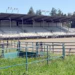 The grandstands at the Clallam County Fairgrounds in Port Angeles will remain closed for a second year after fair officials cancelled the 2021 fair. (Keith Thorpe/Peninsula Daily News)