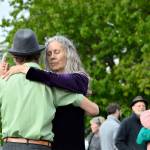 As the Stride Tango Project ensemble played, John Edwards and Sue Lemay danced the tango outside Key City Public Theatre, another art marker site. (Diane Urbani de la Paz/Peninsula Daily News)