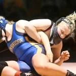 Michael Dashiell/Olympic Peninsula News Group
Sequim junior Petra Bernsten, right, controls her Bainbridge opponent during a match earlier this month. Bernsten has been selected the Olympic League Girls Wrestling MVP.
