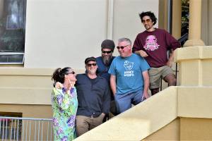 Uncle Funk and the Dope Six will play their first gig in nearly two years  a free, all-ages concert  this Saturday in the courtyard at Port Townsends Manresa Castle. The band includes, from left, singer Megan Hudson, guitarist Tim Halpin, percussionist Jesse Watson, bassist Kyle Dannert and drummer Tomoki Sage. Keyboardist Pete Lack was out of town but will soon return. (Diane Urbani de la Paz/Peninsula Daily News)