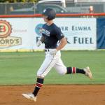 Keith Thorpe/Peninsula Daily News
Wilder's Jacob Felton rounds the bases after a first inning home run on Saturday against WBS Colts Red during the Dick Brown Memorial Firecracker Tourbnanmebt at Port Angeles Civic Field.