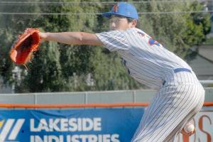 Keith Thorpe/Peninsula Daily News
Lefties pitcher Tatsyua Uemoto throws in the first inning against the Wenatchee Apple Sox on Thursday evening at Port Angeles Civic Field.
