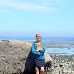 Holly Hughes, editor of The Madrona Project: Voices from the Heart of Cascadia, visited Port Townsends Chetzemoka Park on Monday. Shes organized two in-person readings from the book in Chimacum and Sequim this month. (Diane Urbani de la Paz/Peninsula Daily News)