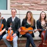 This weekends season-opening performances in the free Concerts in the Barn series present the Carpe Diem String Quartet: from left, Marisa Ishikawa, Charles Wetherbee, Korine Fujiwara and Ariana Nelson. (photo courtesy Concerts in the Barn)