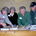 Veteran Master Gardeners Jeanette Stehr-Green, Cindy Erickson, Nye Nelson (retired) and John Norgord investigate a problem with a hemlock tree at a plant clinic. (Submitted photo)