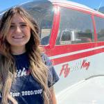 FScott Gardinier/Peninsula Daily News
 A TikTok influencer who goes by the pseudonym Kay Hall visited Port Angeles last week, arriving on her plane, Lil Red.