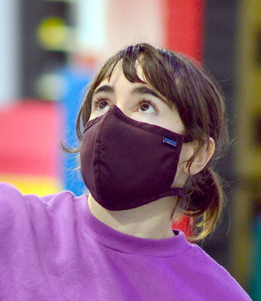 Sadie LeDonna teaches circus arts at Pop-Up Movement in Port Hadlock. (Diane Urbani de la Paz/Peninsula Daily News)