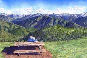 Lov’N the Olympics by Julie Senf will be featured at the Blue Whole Gallery.