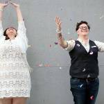 Felicidad Garcia, left, marries Deserae L. Stage in one of the joyful moments in The S Word, the Port Townsend Film Festival Pic available for free streaming throughout this week. (Photo courtesy of The S Word)
