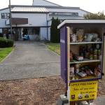 A Little Free Pantry went up in mid-August in front of the YMCA of Sequim with various types of food available 24/7. (Matthew Nash/Olympic Peninsula News Group)