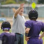 Sequim head coach Erik Wiker and the Wolves look for a full season in the fall of 2021 after playing just five games this spring thanks to COVID restrictions and schedule limitations. Sequim Gazette photo by Michael Dashiell
