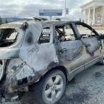 Paul Gottlieb/Peninsula Daily News
Authorities said an SUV was torched early Friday morning in the Goodwill Industries parking lot in Port Angeles.