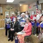 The Michael Trebert Chapter, Daughters of the American Revolution inducted 13 new members during a hybrid meeting in September. 

Pictured on the far left, is Regent Judy Tordini, and new members, standing, left to right, Diane Cox, Kristine Konopaski, Janet Abbott, Joan Bennett, Erika Burton, Pat Chambers, Greta Christianson, Amira-Lee Salavati, Lee McGill and sitting, left to right, Sandra Ristow, Nan Heathers. 

Not pictured are Susie Johnson and Meg Best, who took their oaths via Zoom.