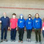 Pictured, left to right, are Shawn Close, head pharmacist at Jims; and boating program members Randy Volker, Elliot Dahlin, Jonathan Bridges, Fern Knobel, Eric Lesch and Erika Hansen-Dahlin.