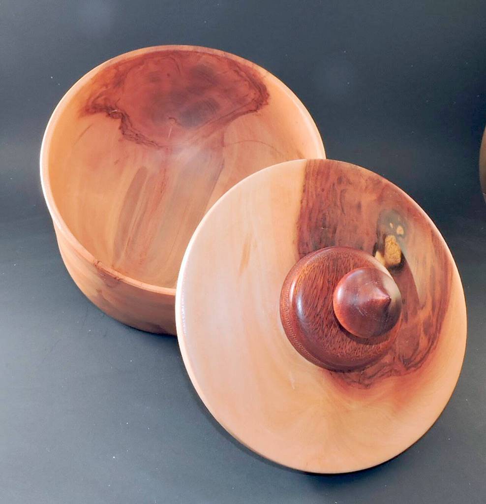 Jim Conways wood turning makes art of functional objects.