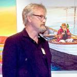 Michael Hales acrylic paintings are on display.