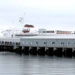 The ferry MV Coho sits at its Port Angeles dock on Tuesday, waiting for the opportunity to resume service to Victoria. (Keith Thorpe/Peninsula Daily News)