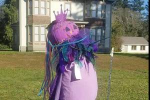 The Purple Fairy, constructed by Mia Manns third-grade class at Quilcene School, was among the winners of last years Scarecrow Contest at Quilcenes Worthington Park. Signups for this Novembers competition are underway now. (Worthington Park)