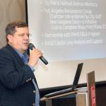 Marc Abshire, executive director of the Port Angeles Regional Chamber of Commerce, delivers a State of the Chamber address in January 2020. (Keith Thorpe/Peninsula Daily News)