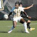Peninsulas Dylan Pauw, front, cuts off Everetts Nacho Pedrosa during Saturdays match in Port Angeles. (Keith Thorpe/Peninsula Daily News)