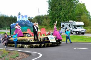 One of the most memorable moments for float designer Guy Horton was at the 2020 float reveal for the Sequim Irrigation Festival royalty. With COVID-19 leading to many events to be canceled, the festivals board opted to hold a virtual Kickoff Dinner and float reveal, and Horton drove the royalty around the 7 Cedars Casinos parking lot twice. They were squealing and laughing and giggling, Horton said. It was one of the most memorable moments in all the years doing this. (Matthew Nash/Olympic Peninsula News Group)