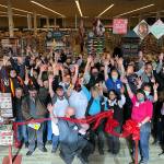 Staff gather for a ribbon cutting at the Grand Reopening of the Sequim Safeway on Oct. 27. The store was remodeled in recent months, its first since 2004, staff said. Photo courtesy of Isaac Peiffer