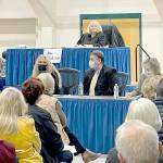 Superior Court Judge Lauren Erickson presides over jury selection Monday at the Vern Burton Center in the triple-murder trial of Dennis Bauer. (Paul Gottlieb/Peninsula Daily News)