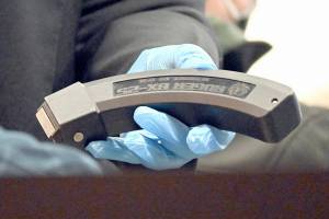 The jury was shown an ammunition clip during testimony last week in the Dennis Bauer murder trial.