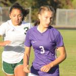 Sequim's Taryn Johnson (right), who scored 24 goals for the Wolves this season as a sophomore, made the All-Peninsula Girls Soccer team. (Michael Dashiell/Olympic Peninsula News Group)