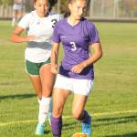Sequims Taryn Johnson (right), who scored 24 goals for the Wolves this season as a sophomore, made the All-Peninsula Girls Soccer team. (Michael Dashiell/Olympic Peninsula News Group)