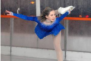 Savannah Morrey of Bremerton gives a figure skating demonstration in 2018 at the Port Angeles Winter Ice Village.