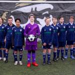 The Storm King U15 Crusaders finished as the runner-up in the North Puget Sound League U15 North Division, going up against elite soccer teams from the Seattle area. From left are, assistant coach Michael LaGrange, right defensive back Caleb LaGrange, left centerback Grant Butterworth, right midfield/striker Maxon Stanford, midfield Kasson Pittman, defensive midfield Edmund Garcia, goalie Anthony Jones, striker Matthew Miller, center midfield James Mason, midfielder Raef Beard, right midfield Jake Weaver, left outside back Bryce Deleon, right centerback Jacob Olsen and coach Michael Miller. Not pictured are midfielders Finnian Evans and Guillermo Salgado, left midfielder/wing Brody Pierce and head coach Michael Miller. (Photo courtesy of Michael Miller)