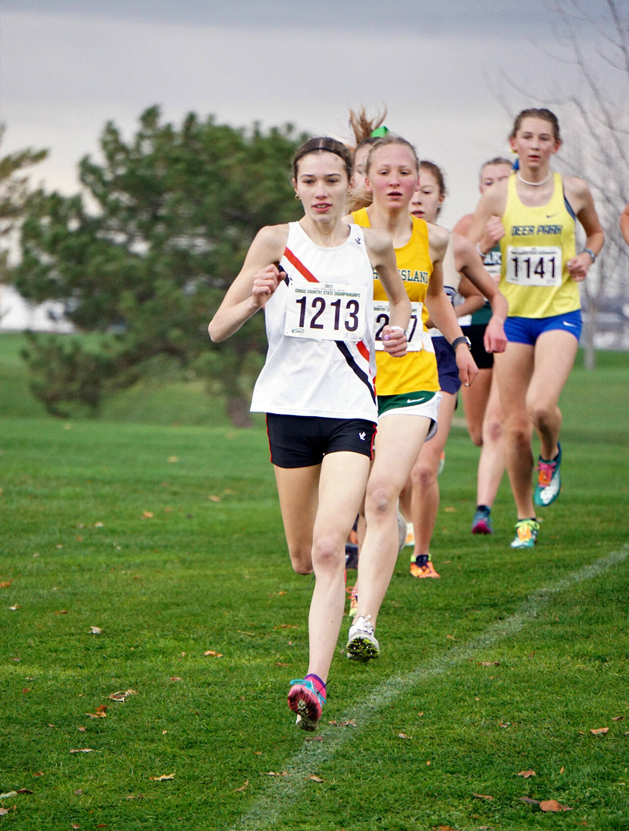 East Jeffersons Aliyah Yearian runs to a fifth-place finish at the Class 1A State Cross Country Championships at Sun Willows Golf Course in Pasco. The Rivals girls finished eighth as a team at state. (Courtesy Ran Miles)