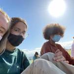 Spring Reunion by Celeste Tucker is one of 39 photographs in The World on Pause, the exhibition open now at the Port Angeles Fine Arts Center. From left are Port Angeles high schoolers Gillian Wolfe, 17, Olivia Carroll, 17, Bella Artis, 16, and Celeste Tucker, 17. (Celeste Tucker)