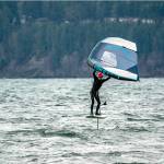 A wing-foiler hones his skills on windy Port Townsend Bay. The forecast calls for more seasonal temperatures this week with highs in the mid- to upper 40s and lows in the high 30s. (Steve Mullensky/for Peninsula Daily News)