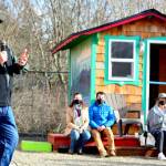 Community Build Project builder Randy Welle marvels at the completion of Pat's Place, the tiny home village in Port Townsend, on Saturday afternoon. (Diane Urbani de la Paz/Peninsula Daily News)