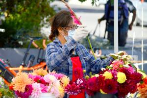 Amie Rodriguez Albaugh of Amies Garden outside Sequim was among the vendors in 2021 at the Port Townsend Farmers Market. The Jefferson County Farmers Markets organization has opened a startup fund for people of color interested in vending at the 2022 markets in Port Townsend or Chimacum. (Diane Urbani de la Paz/Peninsula Daily News)