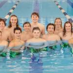 The Port Angeles boys swim team finished fourth at the district swim meet held this weekend in Renton. From left, back row are Aidan Butterworth, Adam Weller and Josh Gavin. From left, middle row are Colby Ellefson (Sequim), Max Baeder, Landon Close and Adam Boyd. From left, front row are Jacob Miller, Blake Nahory, Davis Hueter and Alex Che. (Courtesy photo)