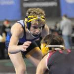 Forks Conner Demorest lost to eventual state champion Colton Jackson of Lake Roosevelt in the second round. He bounced back to win two straight to finish third at 120 pounds at the Mat Classic this weekend. (Lonnie Archibald/for Peninsula Daily News)
