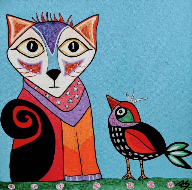 Youll Never Believe What Happened Today, is by Rose Simon, the Port Ludlow Art Leagues Artist of the Month.