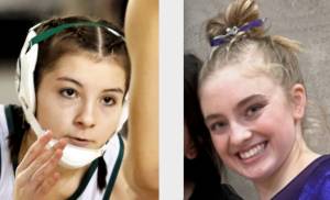 Port Angeles' Natalie Johnson, left, and Sequim's Alex Schmadeke