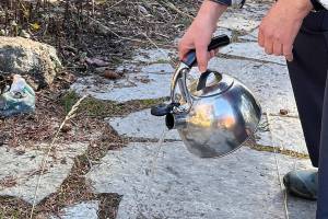 Jefferson County Master Gardener Christine Heyckewill discuss popular ways to kill weeds on Thursday. Photo by Michael Korinek