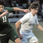 Keith Thorpe/Peninsula Daily News
Port Angeles' Xander Maestas, left, dribbles past Olympic's Justin Thorsen on Thursday evening at Peninsula College in Port Angeles.
